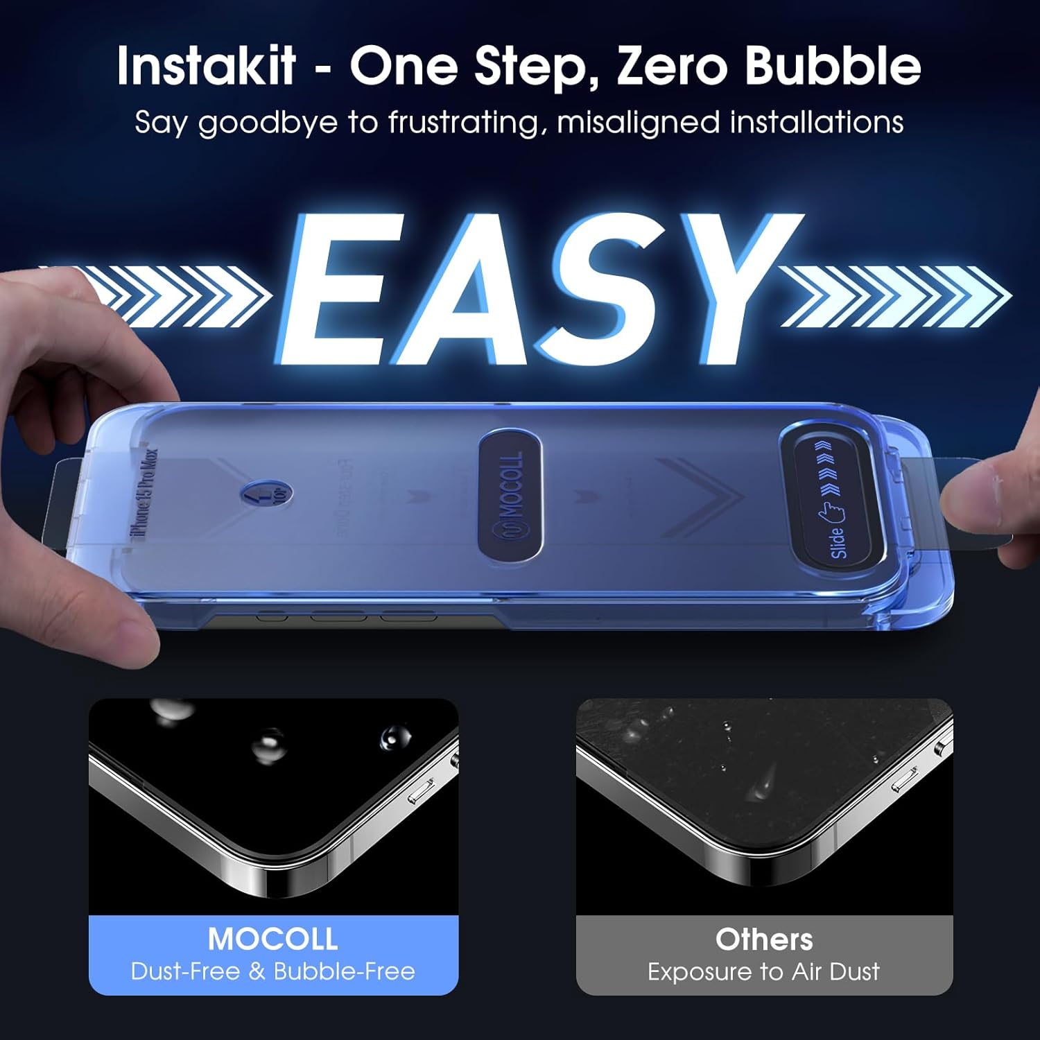 MOCOLL Anti-Blue Light Screen Protector for iPhone 15 Pro – 9H Tempered Glass, Eye Protection, HD Clarity, Anti-Fingerprint, Easy Installation
