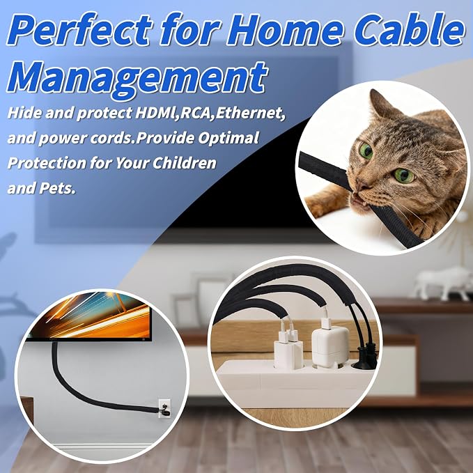 15FT Split Braided Sleeve Cable Management, 1/4 Inch Wire Loom Tubing Cord - Image 5
