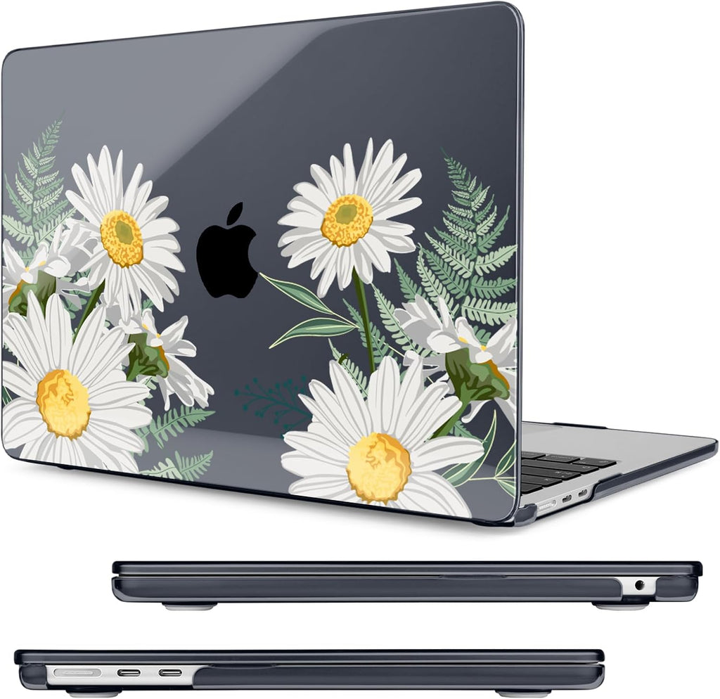 Compatible with MacBook Air 15 inch Case, M4 A3241/M3 A3114/M2 A2941 (Released 2025 to 2023), Hard Shell, Keyboard Cover, Screen Protector, Webcam Cover & Type-C Adapter, Daisies