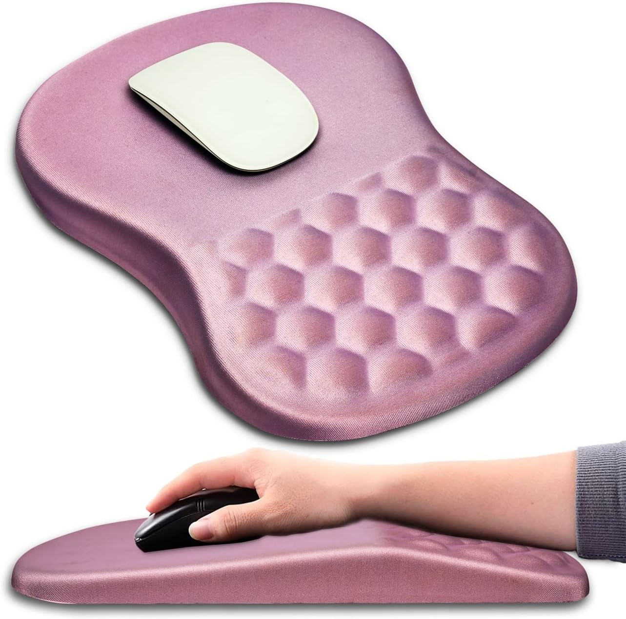 Mouse Pad Wrist Support, Ergonomic Mouse Pad with Massage Dot, Comfortable Computer Mouse Pad for Laptop, Wrist Rest Pain Relief Mousepad with Non-Slip PU Base for Office & Home, 12 x 8 in
