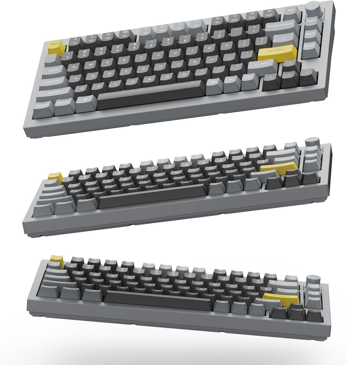 Keychron Q1 RGB Wired Custom Mechanical Keyboard Knob Version, 75% Layout QMK/VIA Programmable with Hot-swappable Gateron G Pro Red Switch Double Gasket Compatible with Mac Windows Linux (Grey)
