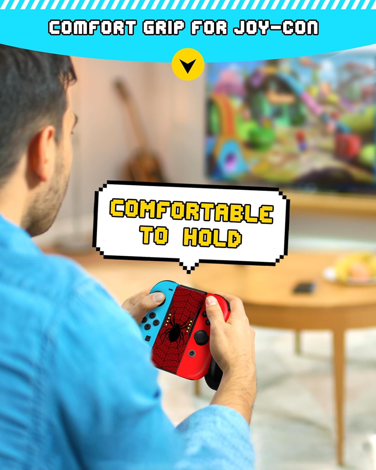Lotadilo Joy-Con Grip for Nintendo Switch/Switch Oled - JoyCon Comfort Hand Grips Controller for Men Teen Boys Cool Cartoon Anime Design, Red Black
