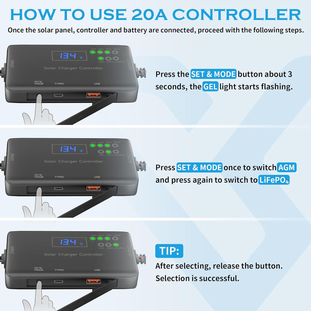 Solar Panel Charger Kit: 100W 12V Solar Panel with 20A Solar Charge Controller, Monocrystalline Solar Panel for RV Battery Car Trailer Marine Boat Caravan and Other Off Grid System