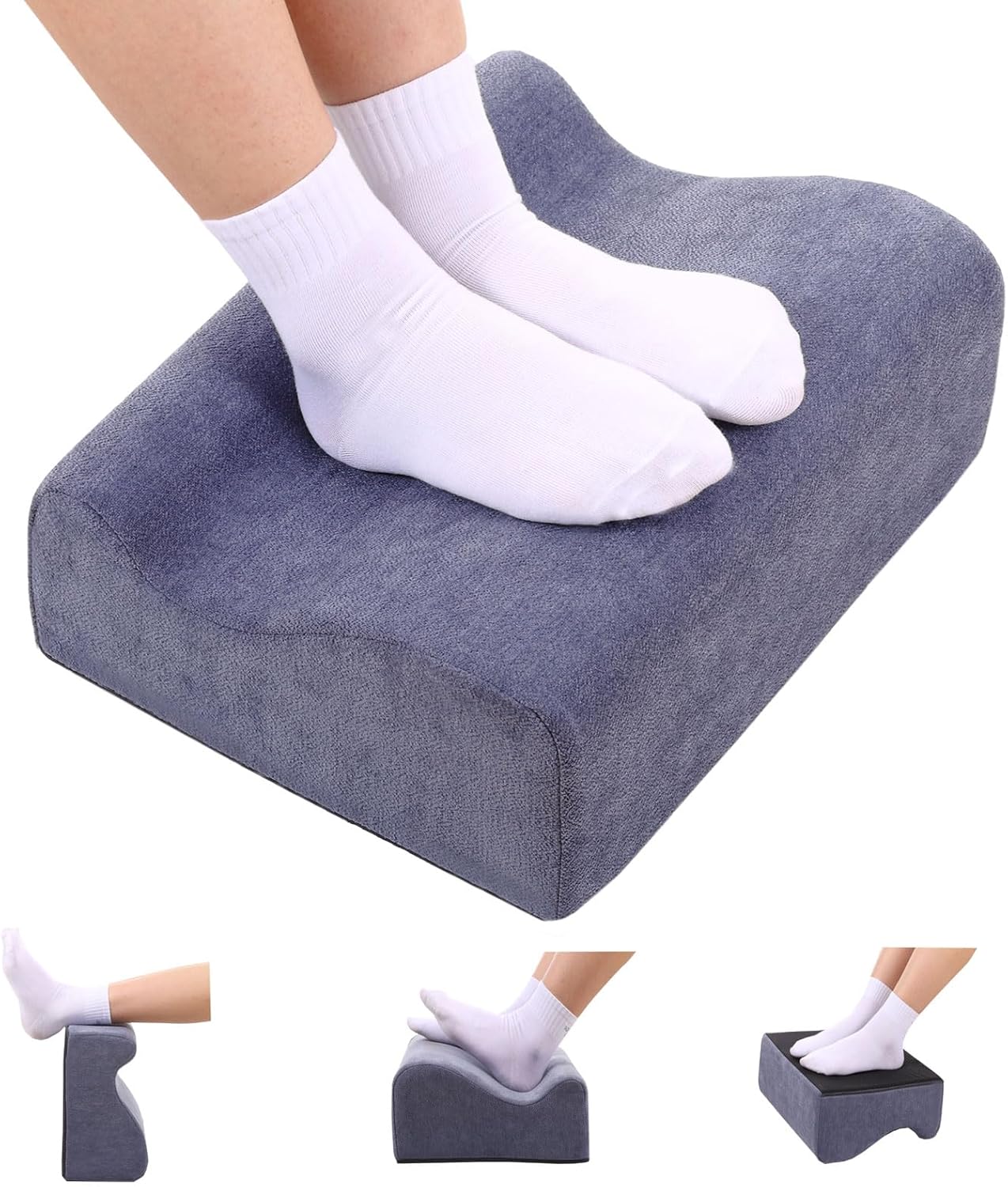 Foot Rest for Under Desk at Work, Ergonomic Under Desk Footrest with Washable Cover, Memory Foam Foot Stool for Office Chair & Gaming Chair, Back & Hip Pain Relief, Blue
