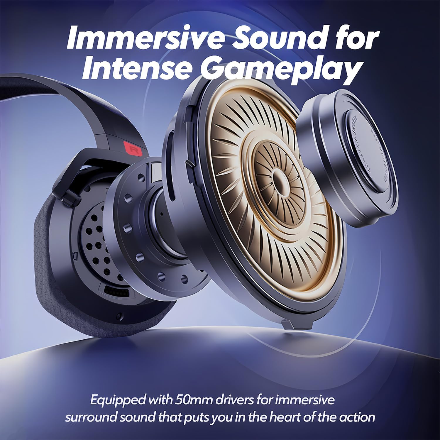 NUBWO G06 Dual Wireless Gaming Headset with Microphone for Ps5, Ps4, PC - 23ms Low Latency Audio - 100-Hour of Playtime - 50mm Drivers (Black-Red)