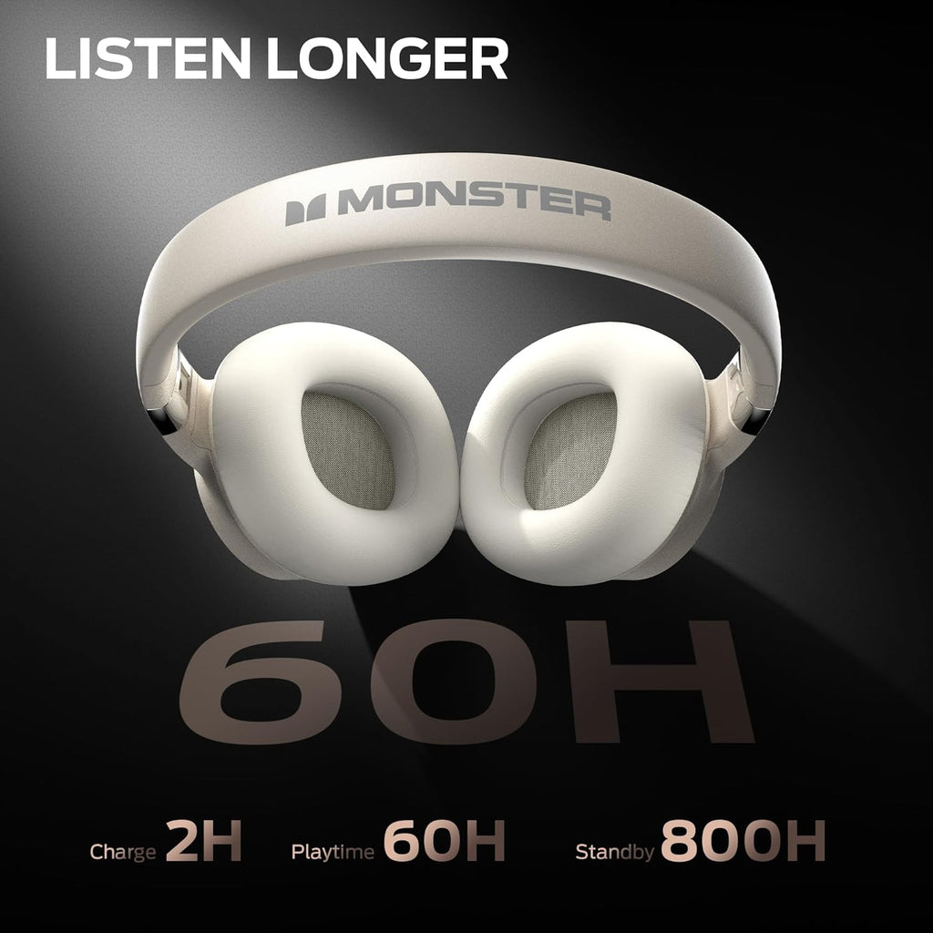 Monster Persona SE ANC Active Noise Cancelling Headphones, Bluetooth Headphones Over Ear, 60H Playtime, HiFi Stereo Audio, Deep Bass, Built-in Mic, Wireless Headsets for Home Office