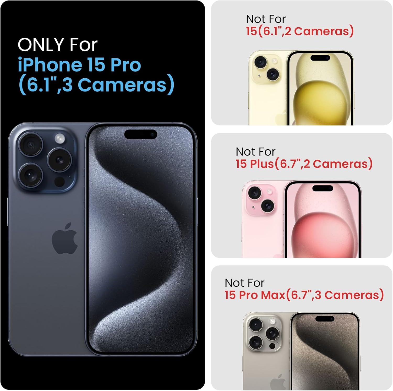 FireNova Designed for iPhone 15 Pro Case, Silicone Upgraded [Camera Protection] Phone Case with [2 Screen Protectors], Soft Anti-Scratch Microfiber Lining Inside, 6.1 inch, White