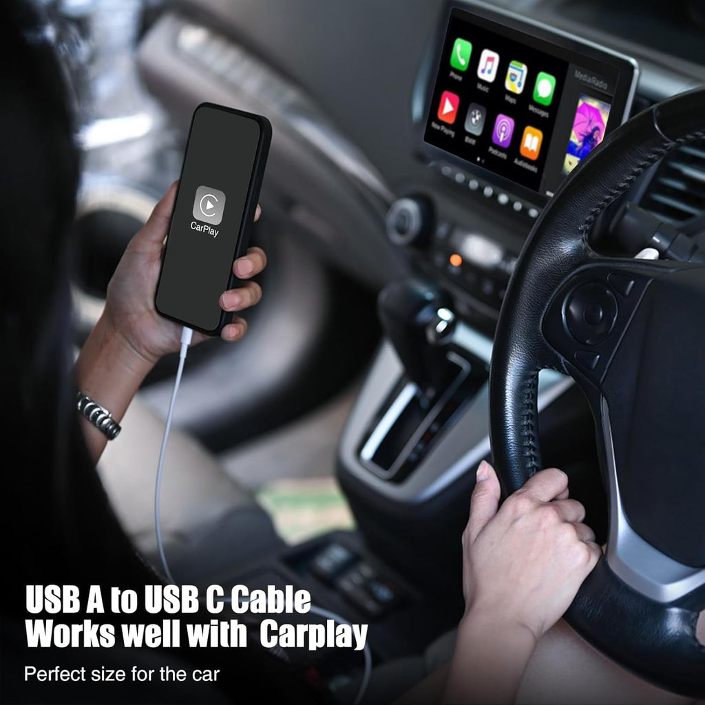 3-Pack 10FT Car Carplay Cable USB A to USB C Cable for iPhone 16 15 Pro Plus Pro Max，for iPad Pro/Air/Mini，for Samsung Galaxy S25/S24/S23，for MacBook Pro/Air and More
