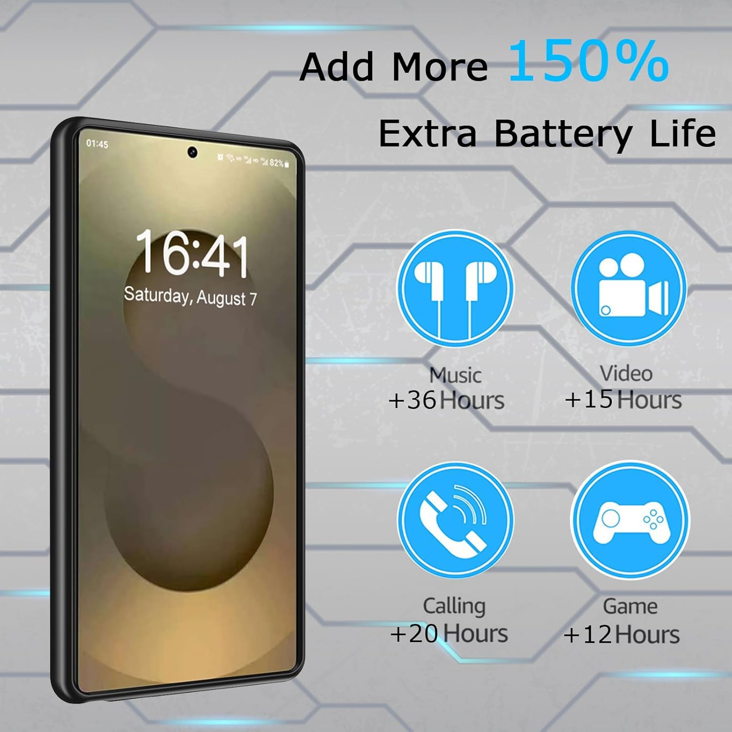 Battery Case for Galaxy S25 Ultra, [12000mAh] Slim Portable Protective Fast Charging Case Backup Power Bank Battery Case Compatible with Galaxy S25 Ultra-6.9 inch-Black