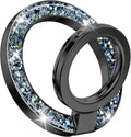 GVIEWIN Magnetic Phone Ring Holder, Compatible with MagSafe Phone Grip with Adjustable Stand, Magnet Phone Ring Kickstand for iPhone 16 Pro Max/Plus/15/14/13/12 Series/Other Phones (Glitter/Black)
