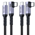USB4 Cable 3.3FT 2 Packs, 240W USB C to USB C Cable Right Angle, 40 Gbps High Speed Data, Single 8K/Dual 4k Display Compatible for Thunderbolt 4, Thunderbolt 3, Monitor, iPhone 15/16 Pro Max