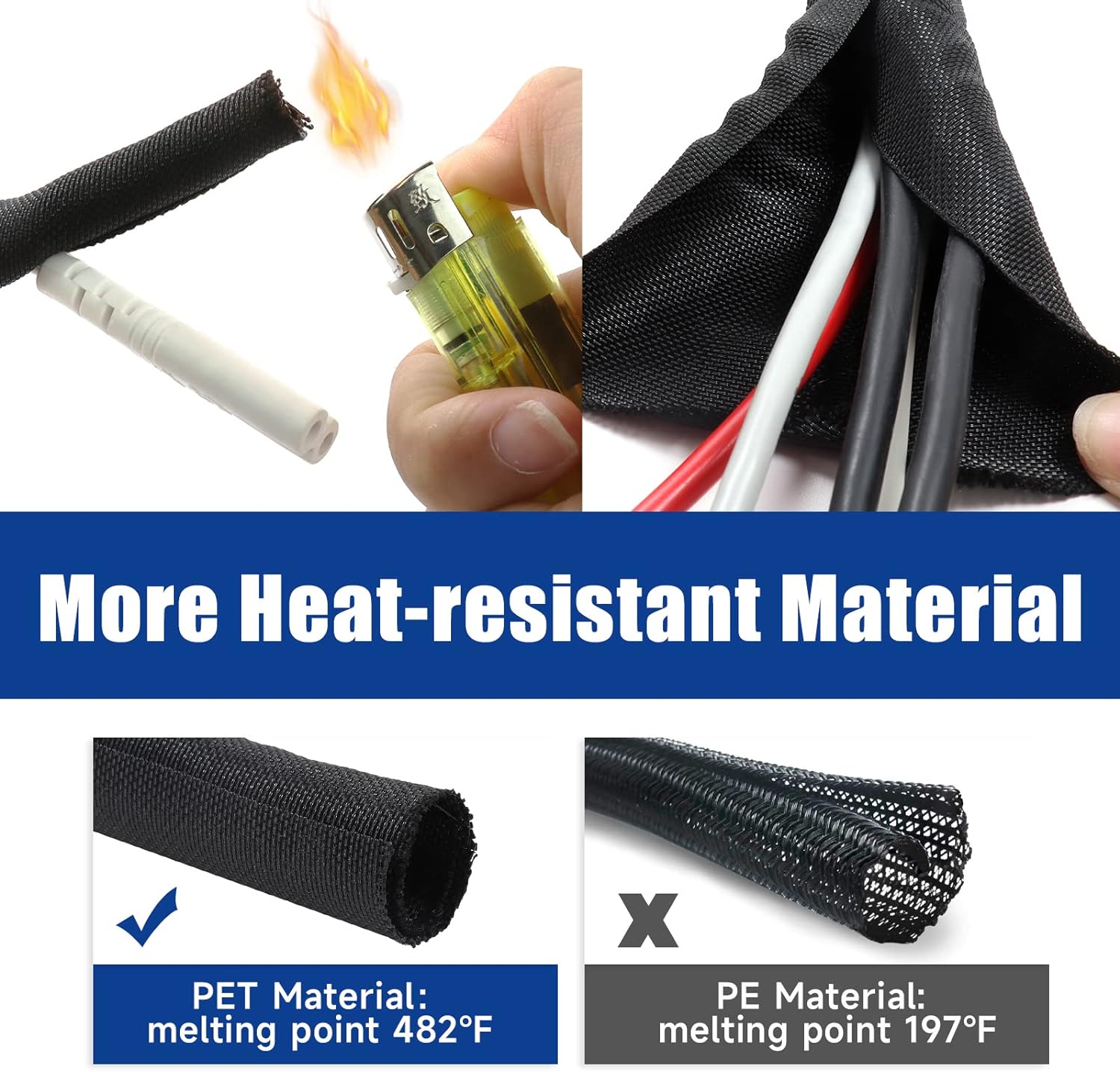 Automotive Wire Sheathing Split Wire Loom Braided Mesh Woven Cable Sleeve for Wires/Cable Cord Protector (1/2" - 22 Feet)