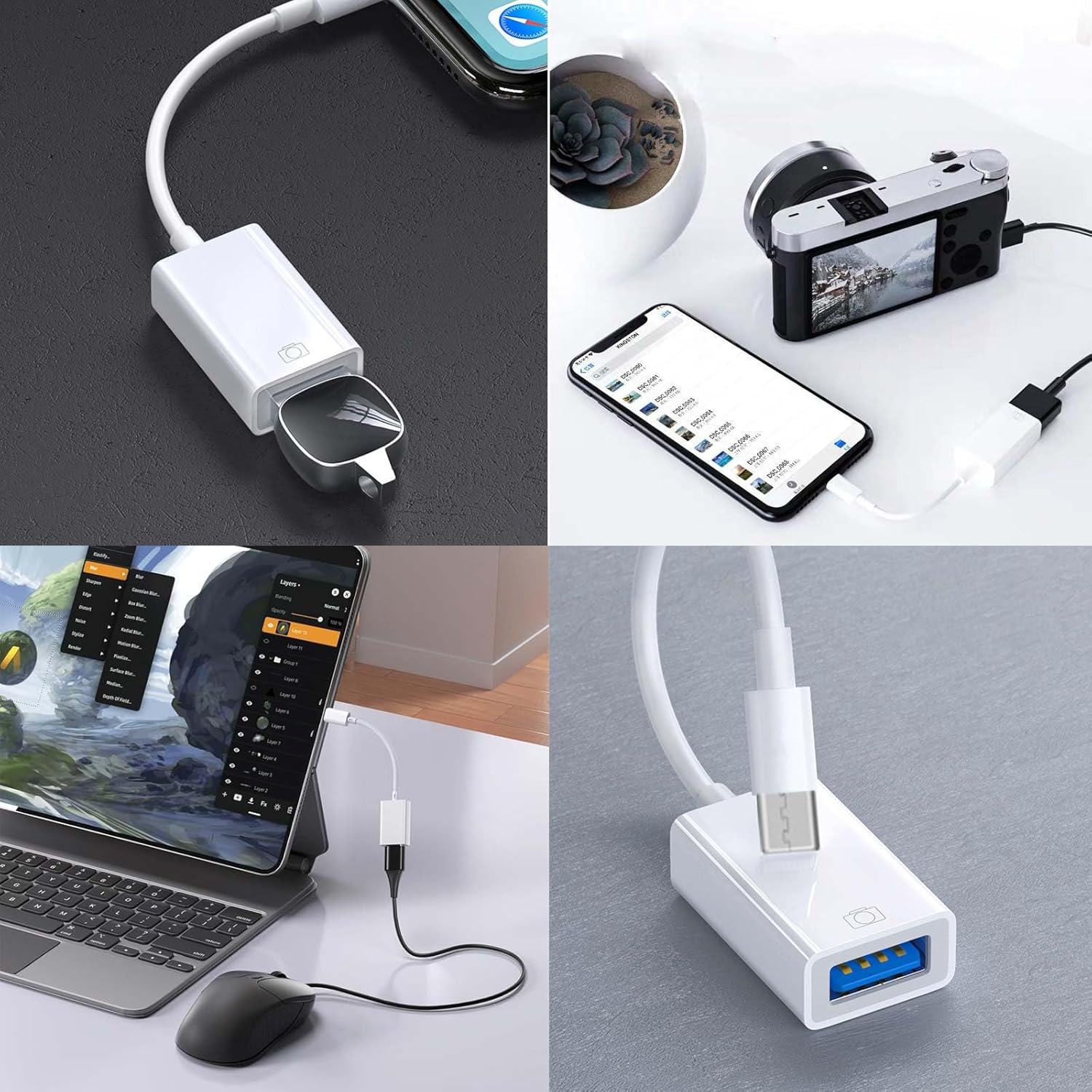USB C to USB Adapter [3 Pack],Type-C OTG Cable, C Male to USB A Female Adapter Compatible with Laptops/Tablets/Phones ECT.