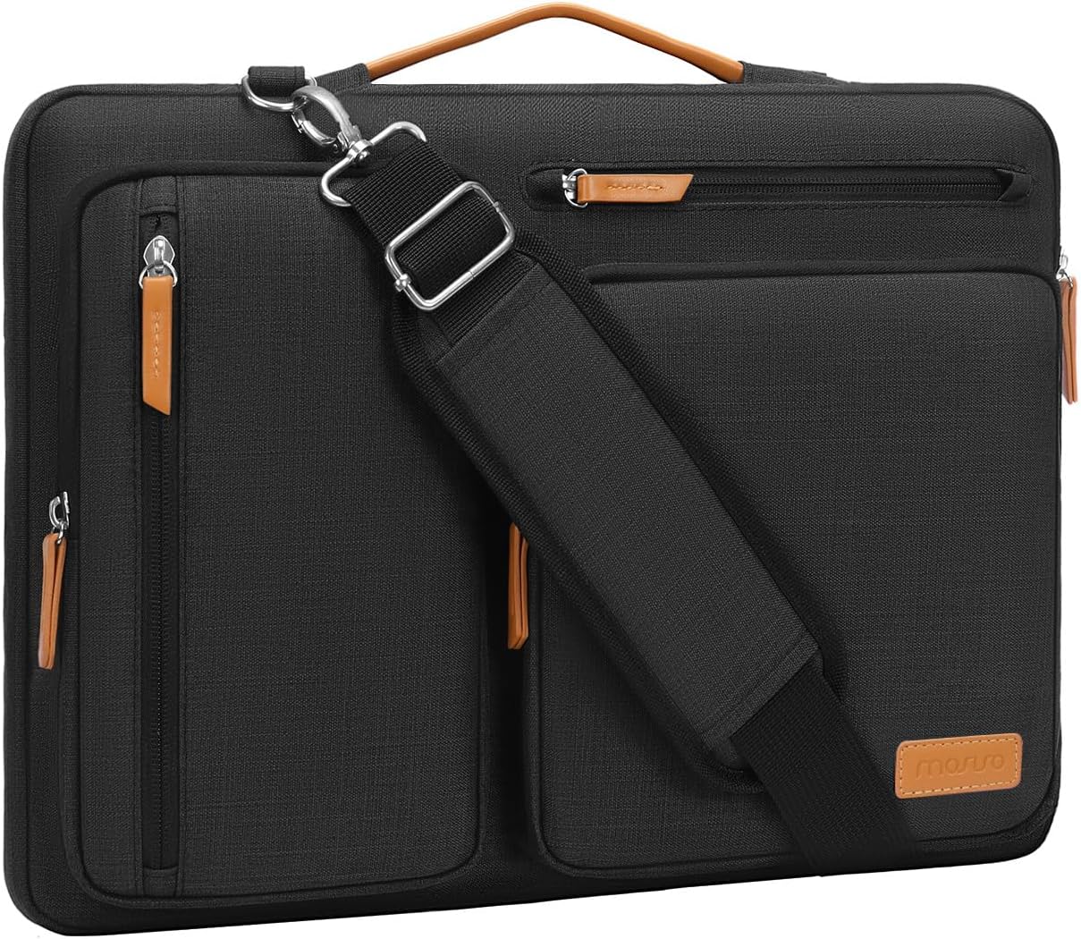 MOSISO 360 Protective Laptop Shoulder Bag,13-13.3 inch Computer Bag Compatible with MacBook, HP, Dell, Lenovo, Asus Notebook,Side Open Messenger Bag with 4 Zipper Pockets&Handle, Black