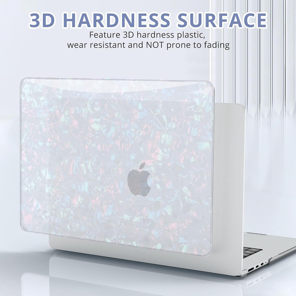 B BELK Compatible with MacBook Pro 14 inch Case 2025 2024 2023 2022 2021 M4 M3 M2 M1 A3112 A3185 A3401 A2918 A2992 A2779 A2442, Plastic Hard Shell Case+ Keyboard Cover+ Screen Protector, Shiny Pearl