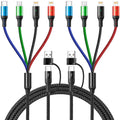 4 in 2 Multi Charging Cable 3.5A, [2Pack 6Ft] Multiple fast Charging Cord USB A/C to Type C/Micro USB/Lightning Universal Braided Charger Cable,Multi Charger for Cell Phones,iPhone,Galaxy and More