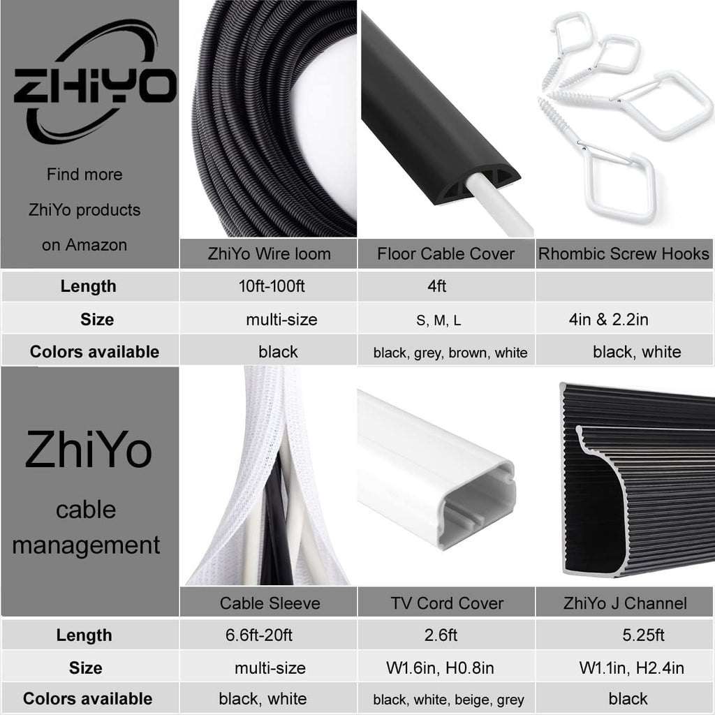 2 Pack 5ft - 1 inch White Cable Sleeve, Cable Organizer for Desk PC TV Computer, Wire Protector Cable Wrap Cover, Cord Management for Home Office