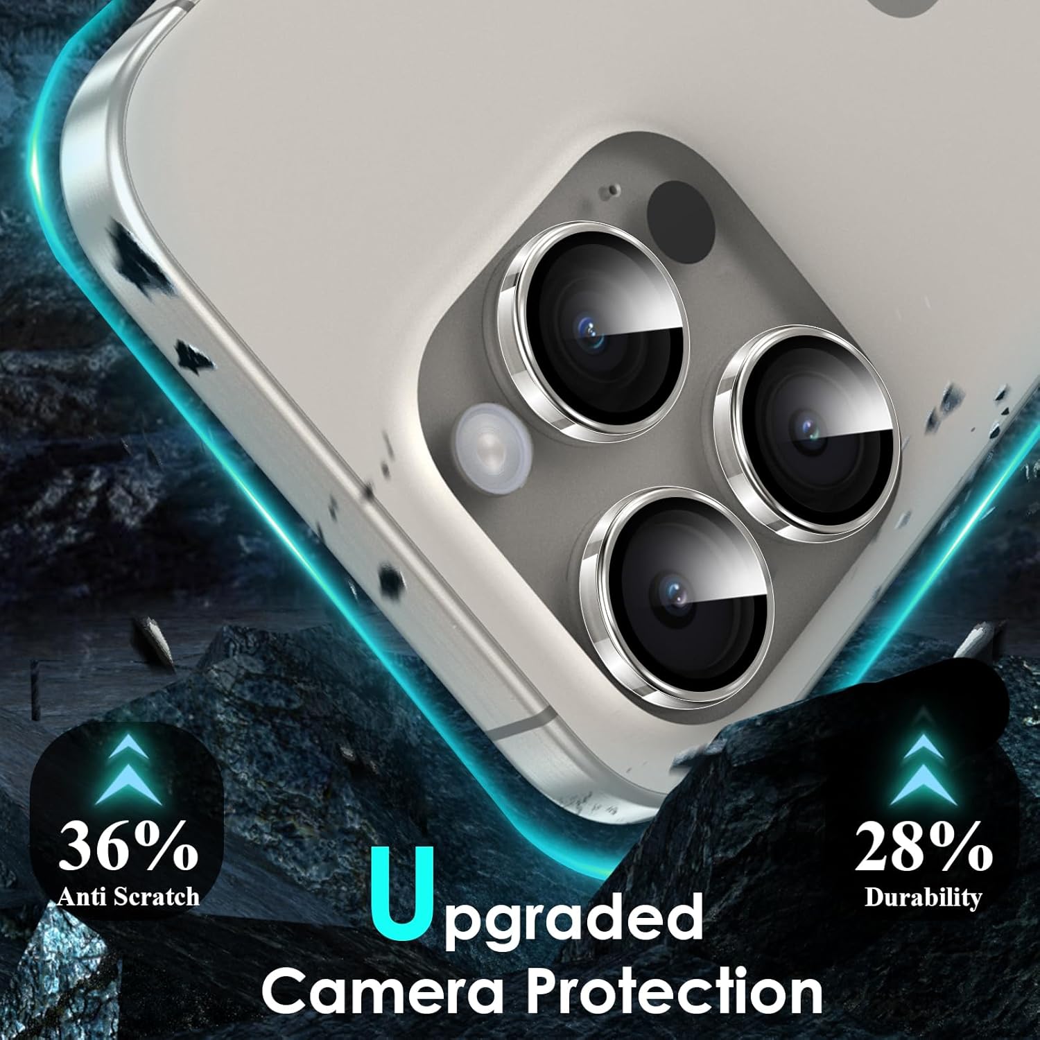 YWXTW Camera Lens Protector for iPhone 15 Pro/iPhone 15 Pro Max, [1 Step Installation Tray] HD Clear Individual Camera Cover Tempered Glass Screen Protector Accessories, Case Friendly(Clear)