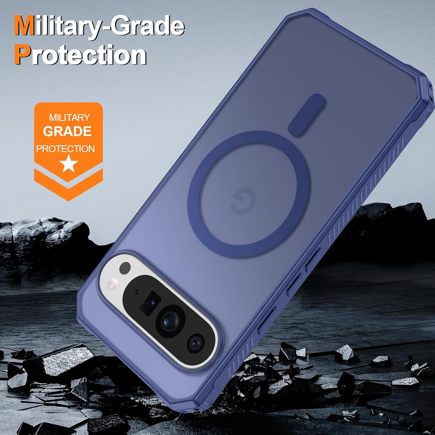 Magnetic for Google Pixel 9/Pixel 9 Pro Case, [Military Grade Drop Protection] [Compatible with MagSafe] Shockproof Slim Translucent Matte Anti-Slip for Women Girls Men Case, Matte Blue