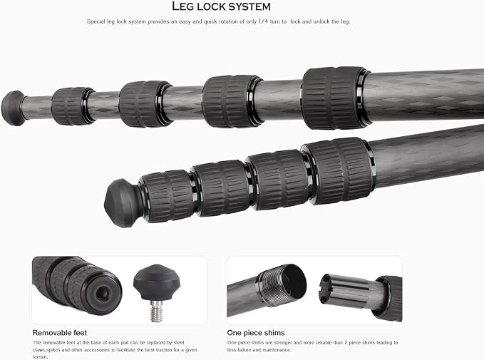 Leofoto MP-326C 61" 6-Section Carbon Fiber Portable Monopod, Lightweight - Image 8