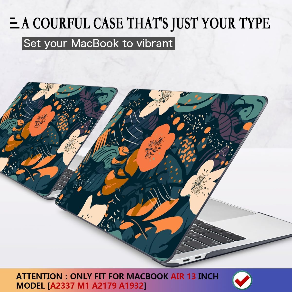 CISSOOK Compatible with MacBook Air 13 inch Case 2021 2020 2019 2018 Release M1 A2337 A2179 A1932, Plastic Flowers Hard Shell&Keyboard Cover&Screen Protector for MacBook Air 13" Case, Little Flower