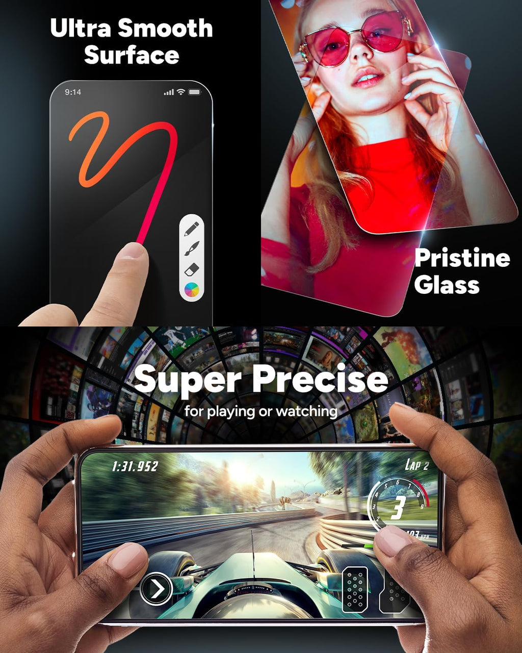ZAGG Glass Elite Google Pixel 9 Pro Fold Screen Protector (Front Screen Only) – Ultra-Strong Tempered Glass with Recycled Content, Fingerprint Resistant, Easy Installation