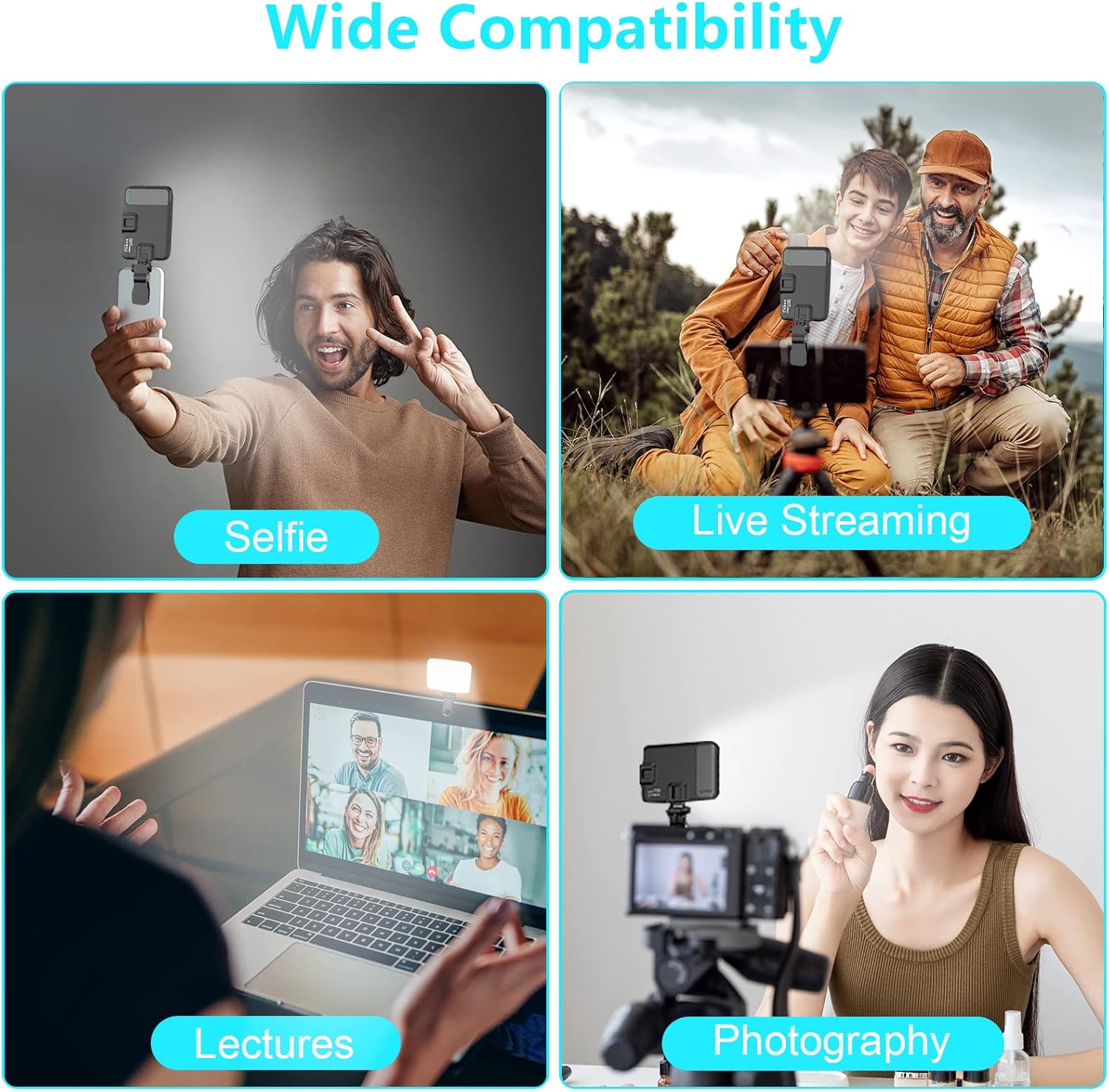 Hagibis RGB Video Light, 360° Full Color Selfie Light LED Camera Light with 3 Cold Shoe Mounts/CRI 97+/20 Scene Modes/2200mAh Rechargeable Portable Phone Light Photography Selfie Lighting