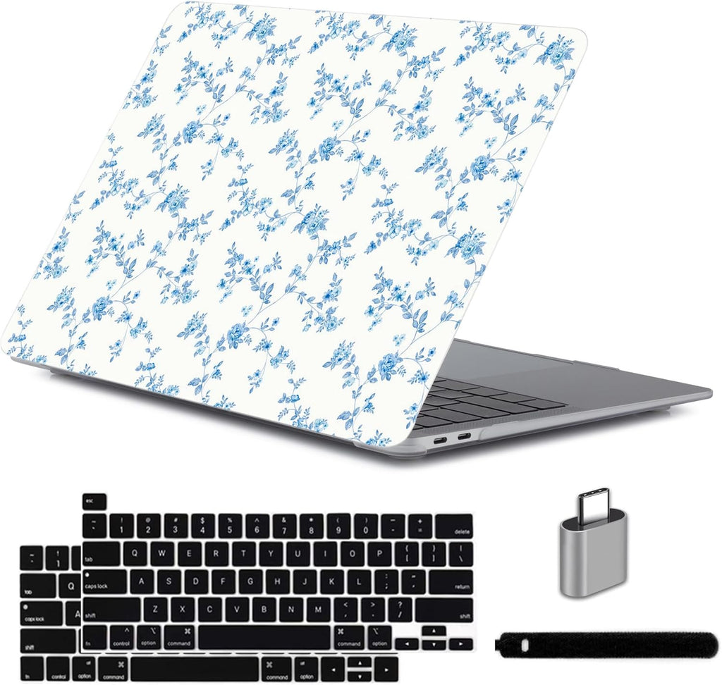 LanBaiLan Compatible for MacBook Pro 13‘’ with Touch Bar 2022 2021 2020 2019 2018 2017 2016 Release M1 M2 A2338 A2289 A2251 A2159 A1989 A1706 A1708 Protective Case & Keyboard Cover, Engraved Floral