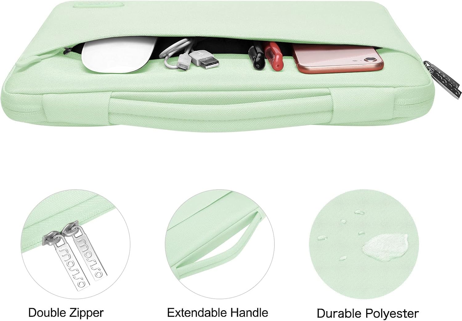 MOSISO Compatible with MacBook Air 13 inch Case 2025 2024 2023 2022 M4 A3240 M3 A3113 M2 A2681, Hard Shell&Sleeve Bag&Keyboard Skin&Webcam Cover&Screen Film for MacBook Air 13.6 inch, Tea Green