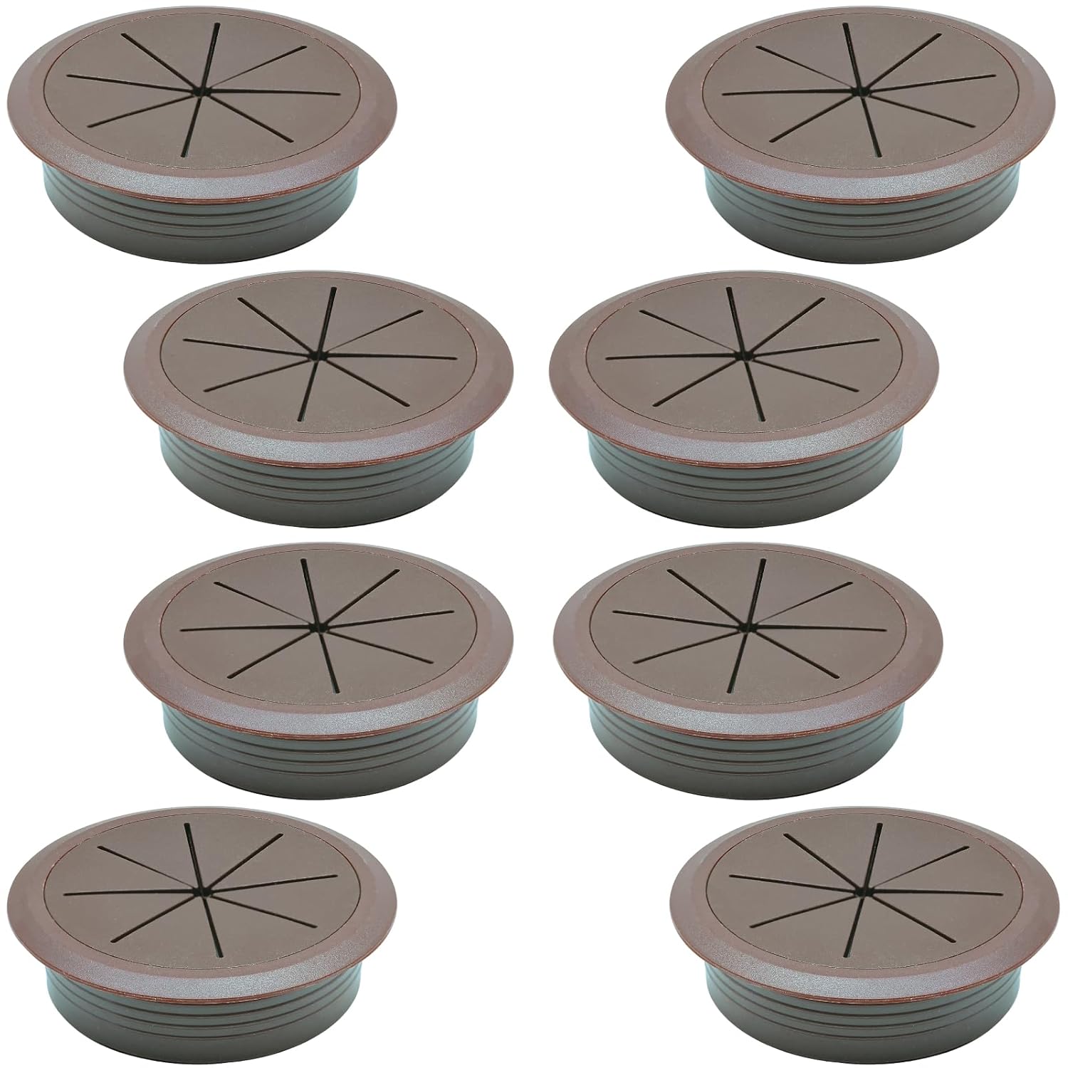 Desk Grommet 2" (50 mm), Desk Hole Cover for Cables Coffee, Cable Grommet ABS Plastic, Desk Hole Grommet for Office and Home Table Cable, Detachable & Flexible Cable Cord Organizer-8 Pcs