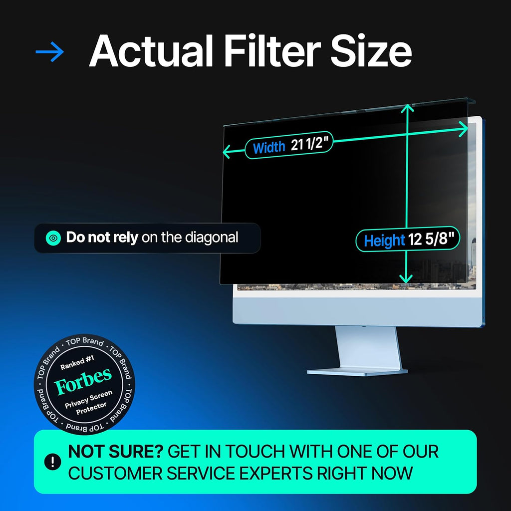 Acrylic 24 Inch Computer Privacy Screen Filter Compatible with 24 inch iMac (2021, 2022, 2023, 2024, M1, M3, M4) - 21.5" x 12.6" (547 x 320mm) - Monitor Frame Hanging Type