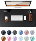 YSAGi Leather Office Desk Pad Protector, Large Mouse Pad, Non-Slip, PU Leather, Laptop Desk Blotter, Waterproof Writing Pad for Office and Home, Black, 23.6" x 13.8"