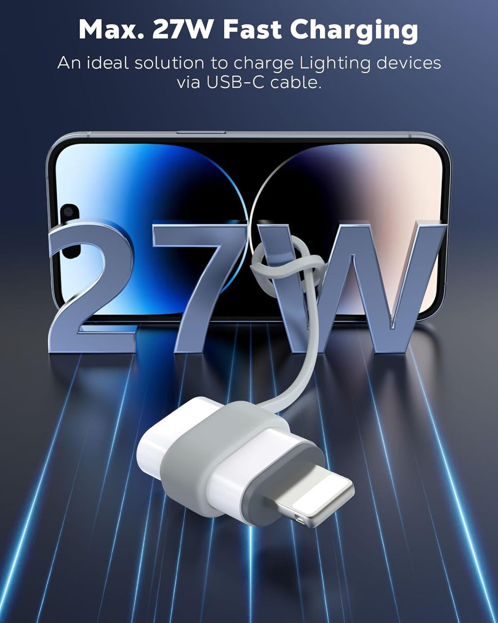 MoKo USB C to Lightning Adapter 4 Pack, Not for Audio/OTG, Lightning Male to USB C Female Adapter for iPhone 14/13/12/11/X Series, iPad/AirPods, Charging & Data Sync, with Anti-Lost Loop, White