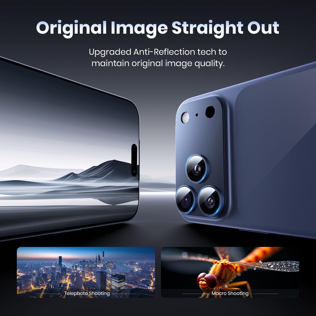 Hoerrye for iPhone 17 Pro Camera Lens Protector - [12FT Shatterproof Military Grade] [Strong Adsorption] Top 9H+ Tempered Glass Camera Screen Full Protective Cover Case Friendly,Deep Blue