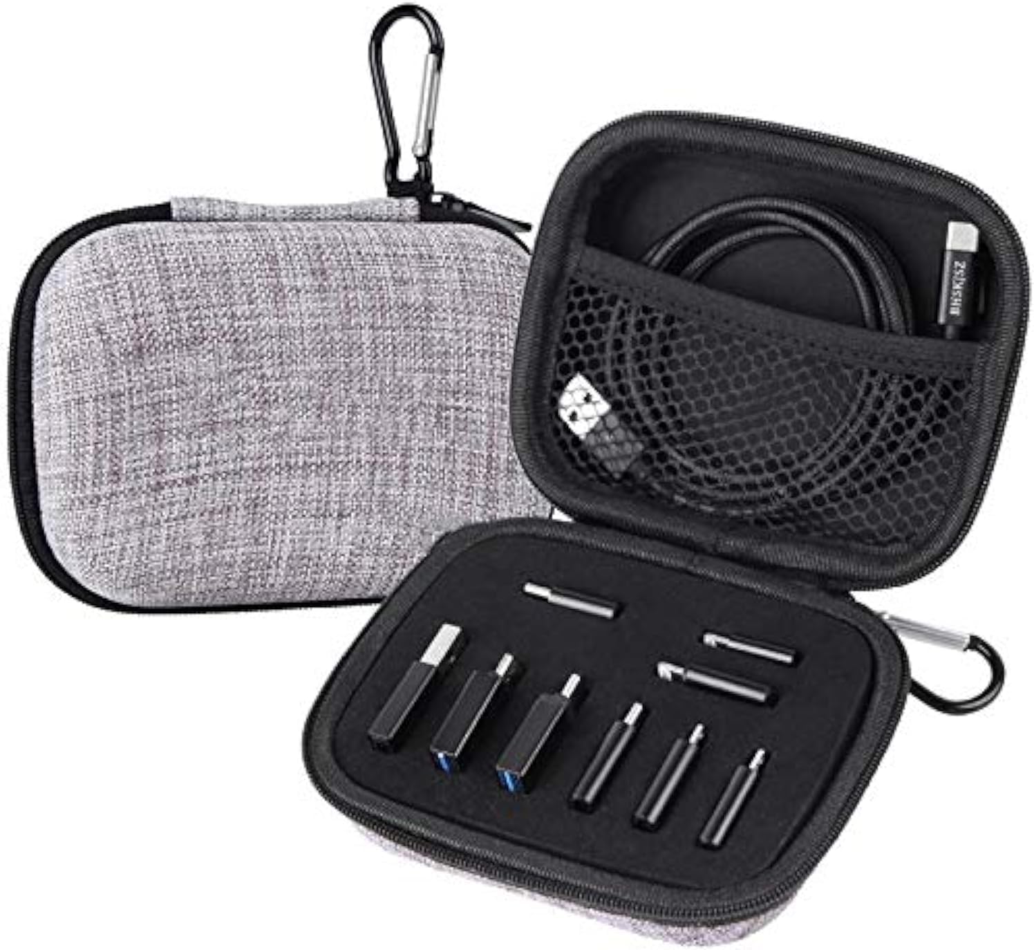 10-Piece Type C Adapter Kit, Compatible with Micro USB/Type C/USB OTG Adapter, Travel Case with and Carabiner, Includes USB Type C Cable