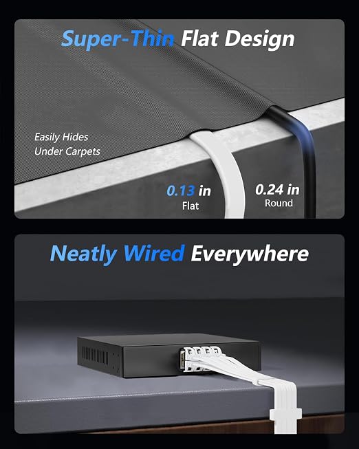 BUSOHE Cat 8 Ethernet Cable 125 FT, 40Gbps 2000Mhz High Speed Flat Cat8 Cable - Image 4