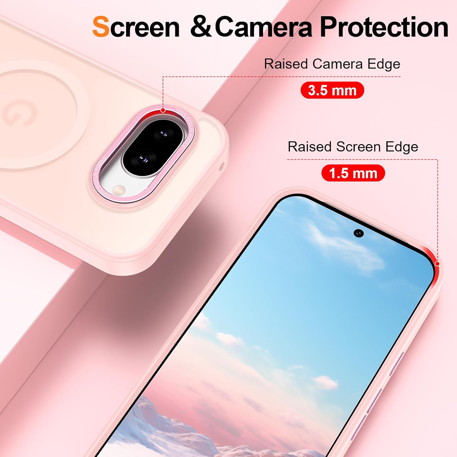 Magnetic for Google Pixel 9a Case, [Military Grade Drop Protection] [Compatible with MagSafe] Shockproof Slim Translucent Matte Anti-Slip for Women Girls Men Case, Pink