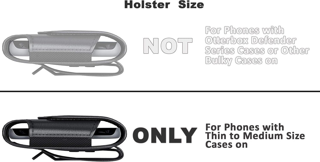 DeBin Holster for iPhone 17 17 Pro 16 16e 16 Pro 15, 15 Pro 14 13 12 11 X Xs 10 XR, Galaxy S25 S24, S23, S22 - Cell Phone Belt Holder Clip Case Pouch Cover (Fits Cellphone with Case on) Black