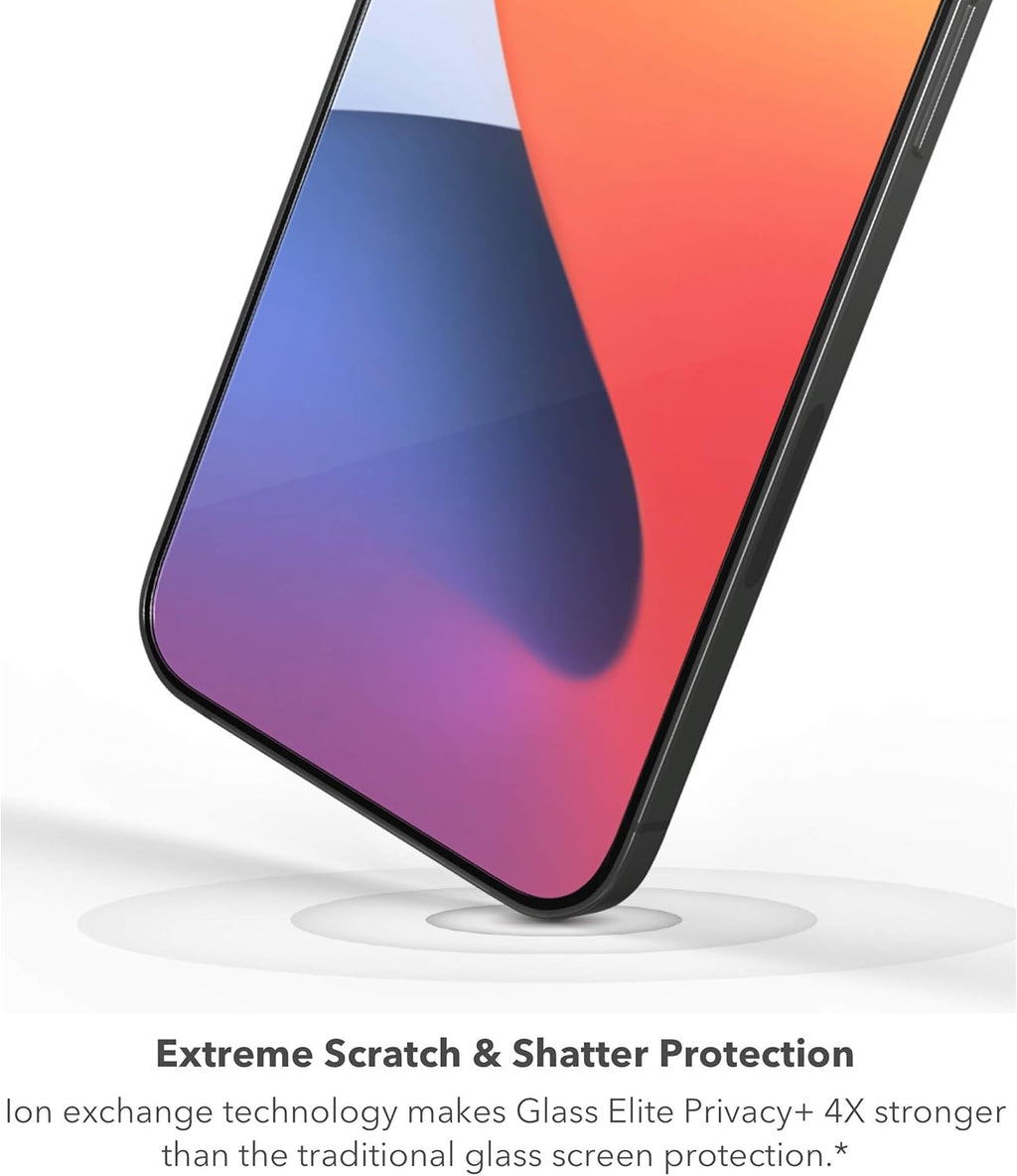 ZAGG InvisibleShield Glass Elite Privacy+ Screen Protector for iPhone 12 Pro Max, Two-Way Privacy Filter, 4X Stronger, Anti-Fingerprint Technology, Easy to Install