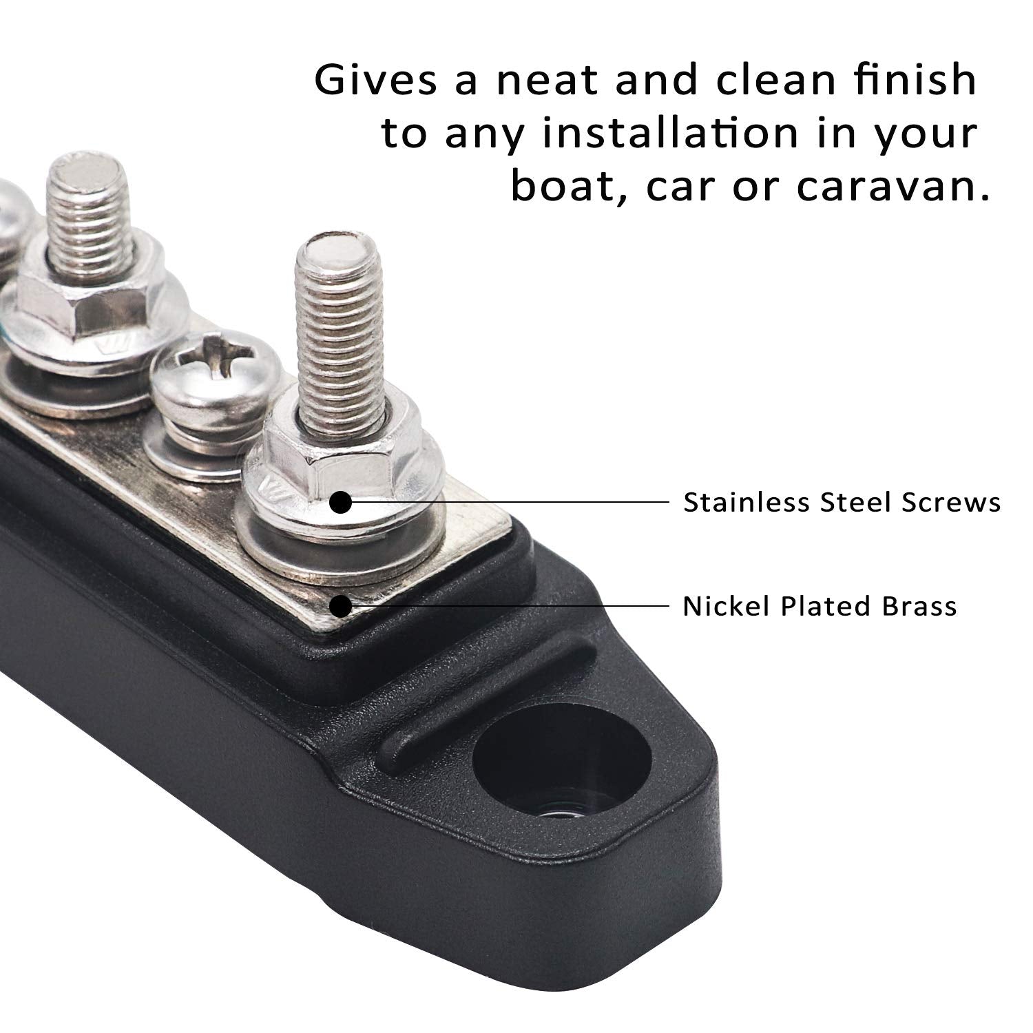 Recoil BBS43-P Bus Bar 4 x M5 Studs 3 Screw Terminals Power Distribution Block Busbar with Ring Terminals