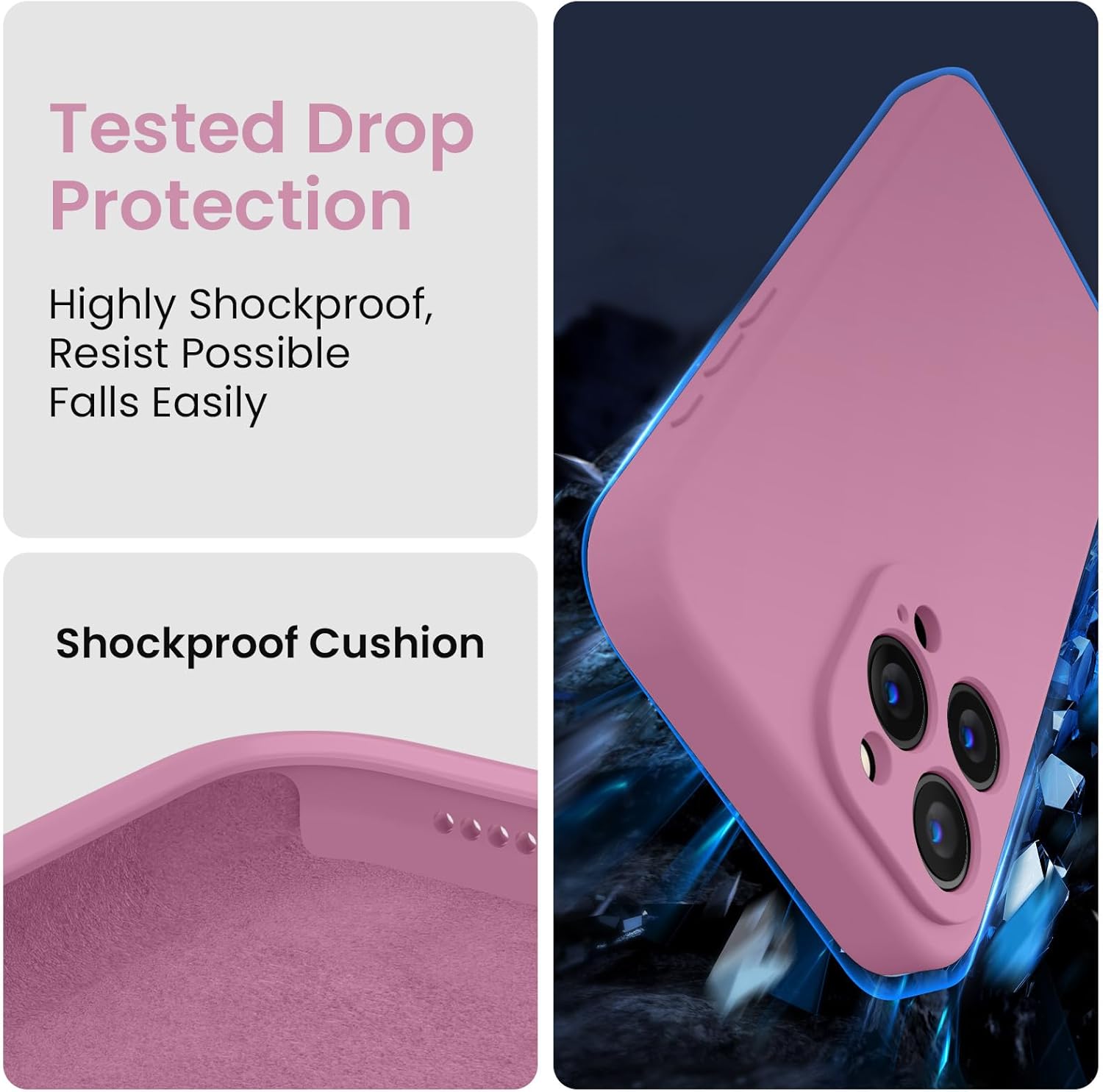 FireNova Designed for iPhone 15 Pro Case, Silicone Upgraded [Camera Protection] Phone Case with [2 Screen Protectors], Soft Anti-Scratch Microfiber Lining Inside, 6.1 inch, Lilac Purple
