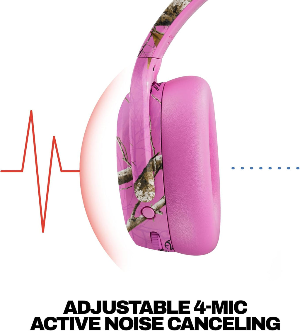 Skullcandy Crusher ANC 2 Wireless Over-Ear Bluetooth Headphones with Multi-Sensory Bass, Active Noise Cancelling, Up to 60 Hours Battery, Microphone for iPhone Android - Realtree Edge Colors Pink