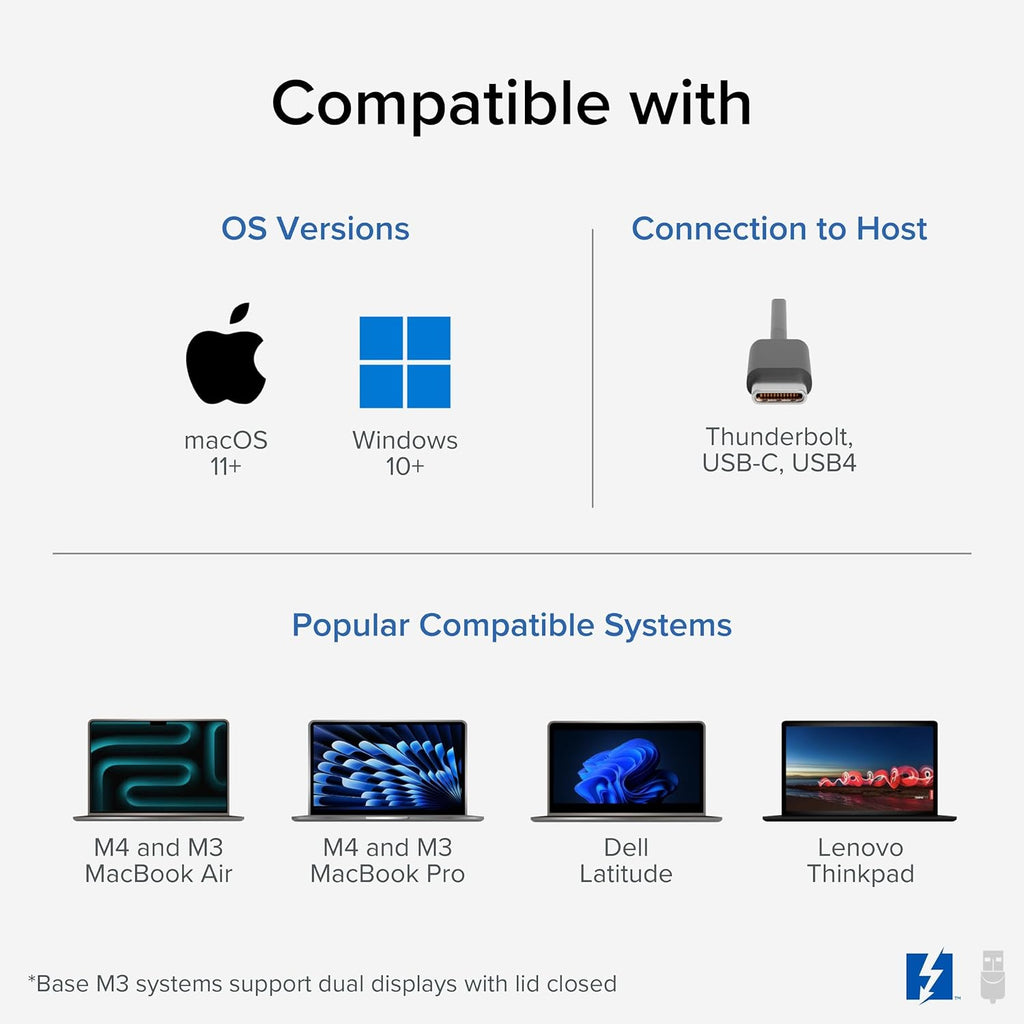 Plugable 16-in-1 Thunderbolt 4 Dock – Dual 4K Monitors for M4 MacBook Air/Pro, 100W Charging, 2X HDMI, 2X DisplayPort, 2.5G Ethernet, 7X USB, MicroSD/SD Card Reader, Audio, Windows & USB4 Compatible