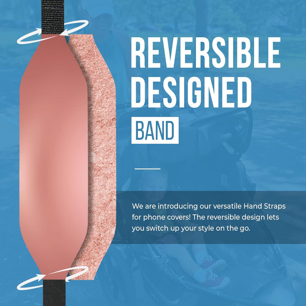 Phone Grip Strap - Pack of 2 Reversible Finger Holder for Phone Back, Customizable Anti-Slip Design, Wireless Charging Compatible Detachable Holder for iPhone - Metallic Rose