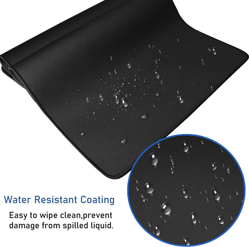 Large Extended Gaming Mouse Pad with Stitched Edges, (31.5X15.7In) Durable Non-Slip Natural Rubber Base, Waterproof Computer Keyboard Pad Mat for Esports Pros/Gamer/Desktop/Office/Home-Black