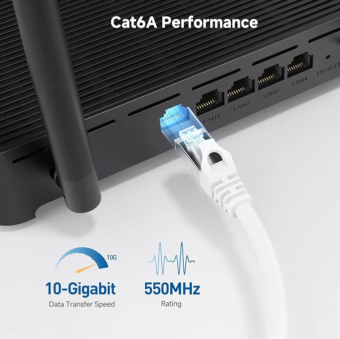 Cable Matters 10Gbps 5-Pack Snagless Short Shielded Cat 6A Ethernet Cable - 1ft - Image 3
