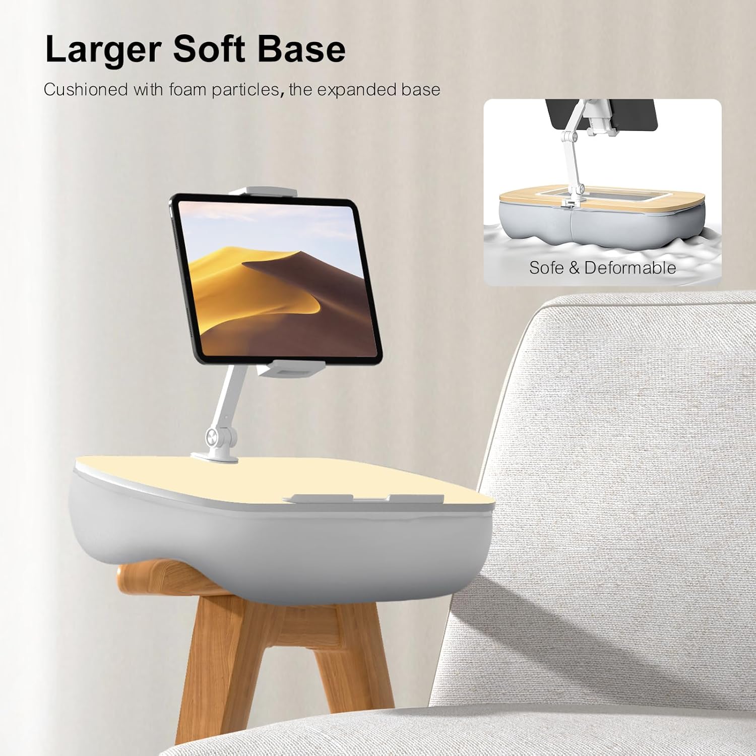 UPERGO Tablet Kindle Stand Pillow, iPad Pillow Holder for Lap with Soft Bean Bag, Fits 4.7 to 12.9 Inch Tablets, Ideal for Hands-Free Reading and Relaxation on Sofa, Couch, Bed, Car