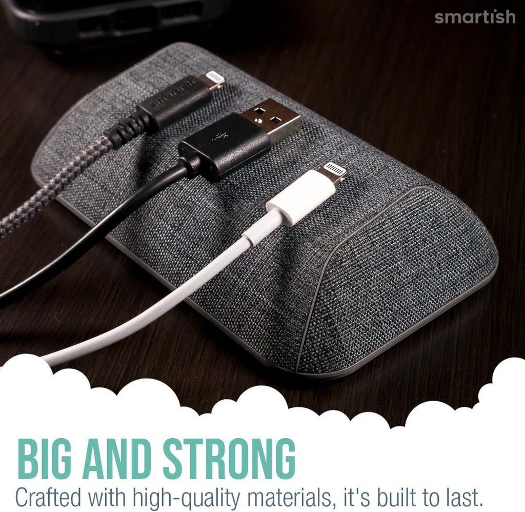Smartish® Magnetic Cord Holder - Bigger Cable Wrangler Organizer with Magnet Clips for Charger Management on Desktop, Nightstand, or Side Table - Holds 6+ Cables - No. 2 Pencil Gray