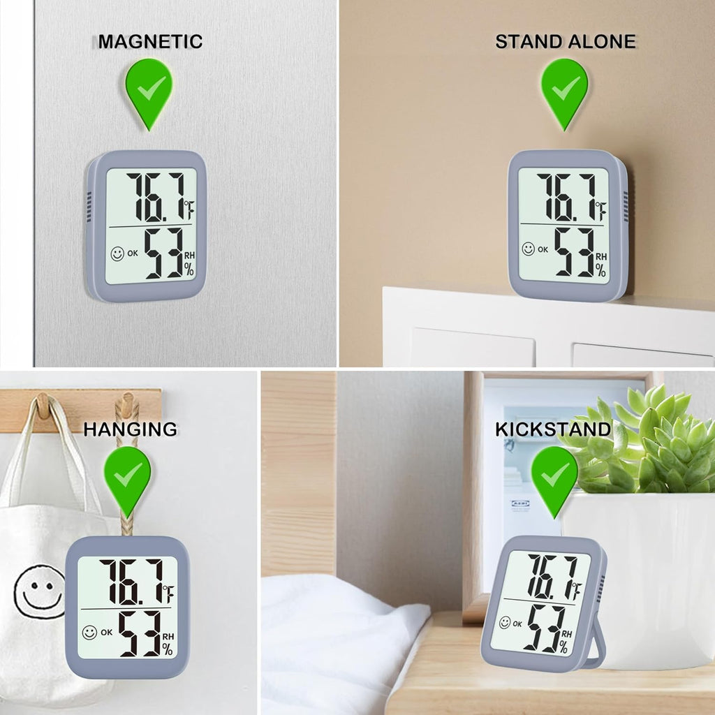 Antonki 2 Pack Room Thermometer for Home, Indoor Hygrometer Humidity Meter Gauge, Digital Temperature and Humidity Sensor Monitor for House, Terrarium, Incubator, Greenhouse - Battery Included