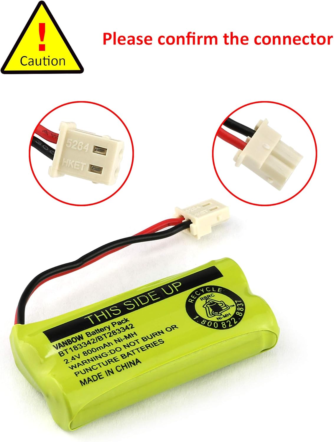 BT183342/BT283342 2.4V 800mAh Ni-MH Battery Compatible with AT&T VTech Cordless Phone Batteries BT166342/BT266342 BT162342/BT262342 CS6709 CS6609 CS6509 CS6409 EL52100 EL50003 (Pack 3)